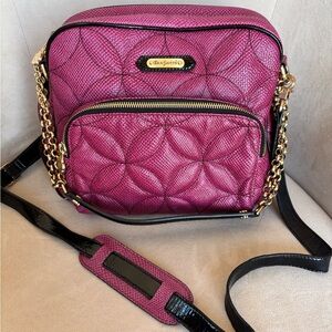 Eric Javits Fuchsia Crossbody Bag with Gold and Black Accents